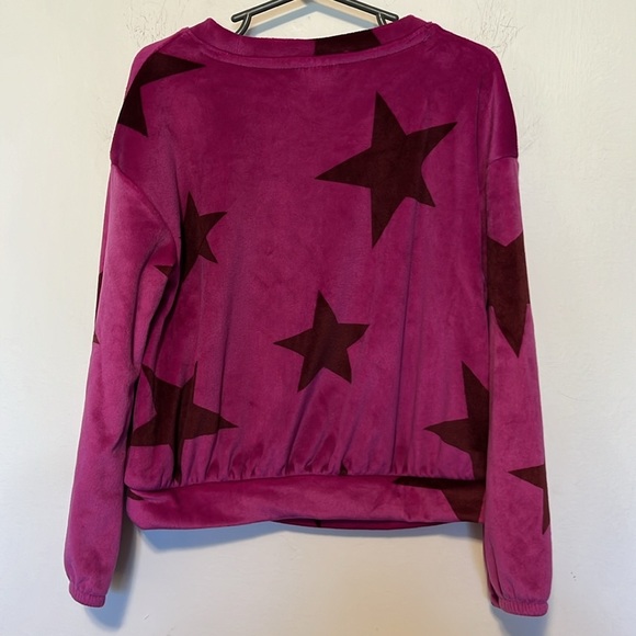 NWOT Cat & Jack Purple Star Print Velour Sweatshirt Top Size XS 4-5 - Picture 2 of 3